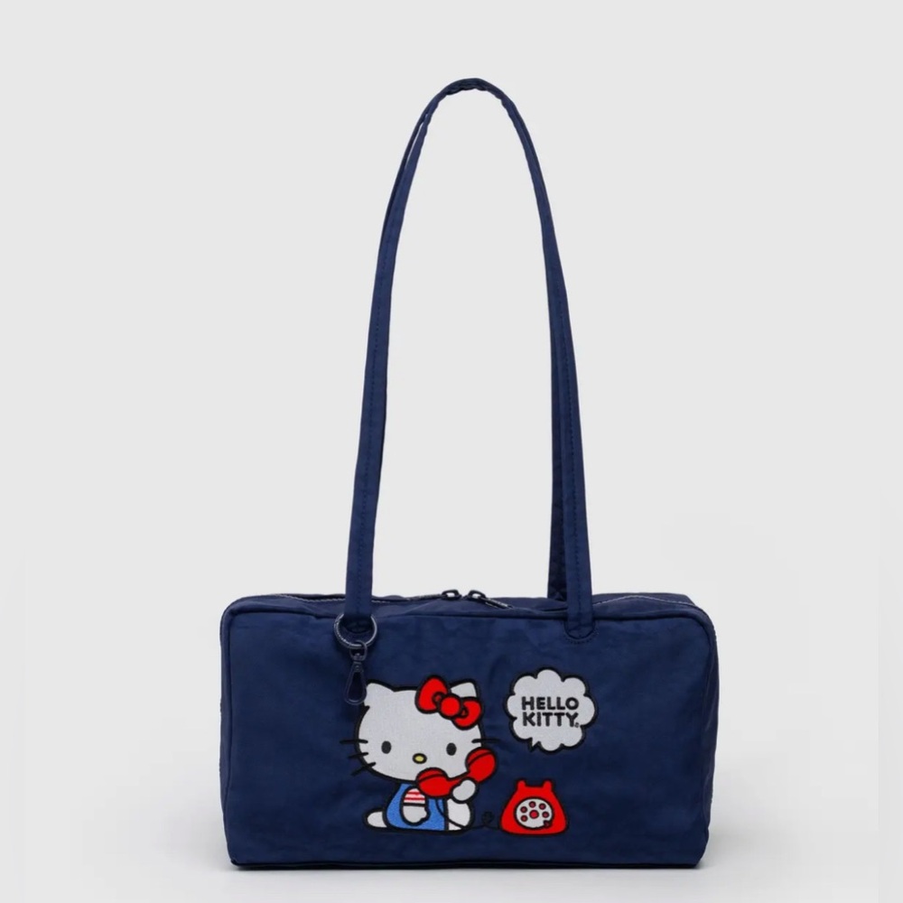 BAGGU Hello Kitty Embroidered Navy Nylon Bowler Bag (Limited Edition)